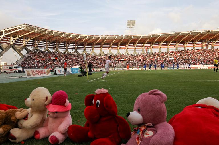 Toys on display during a Zakho SC match